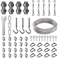 Ruesious Kit de Cuerda de Acero Inoxidable- Kit de Luces para Exteriores- Kit de Suspensión de Cuerda- Cable de Cable de…